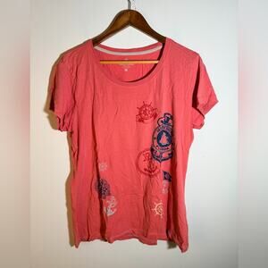 Coral Nautical Print Women's Top